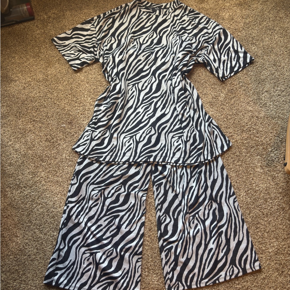 Dressed in LALA Leveled Up Double Knit Playsuit Zebra Print 3X